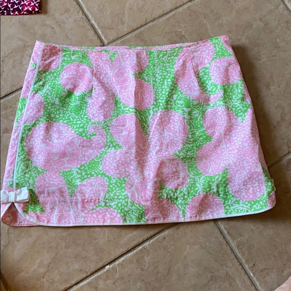 Lilly Pulitzer Pink and Green Floral Wrap Skort